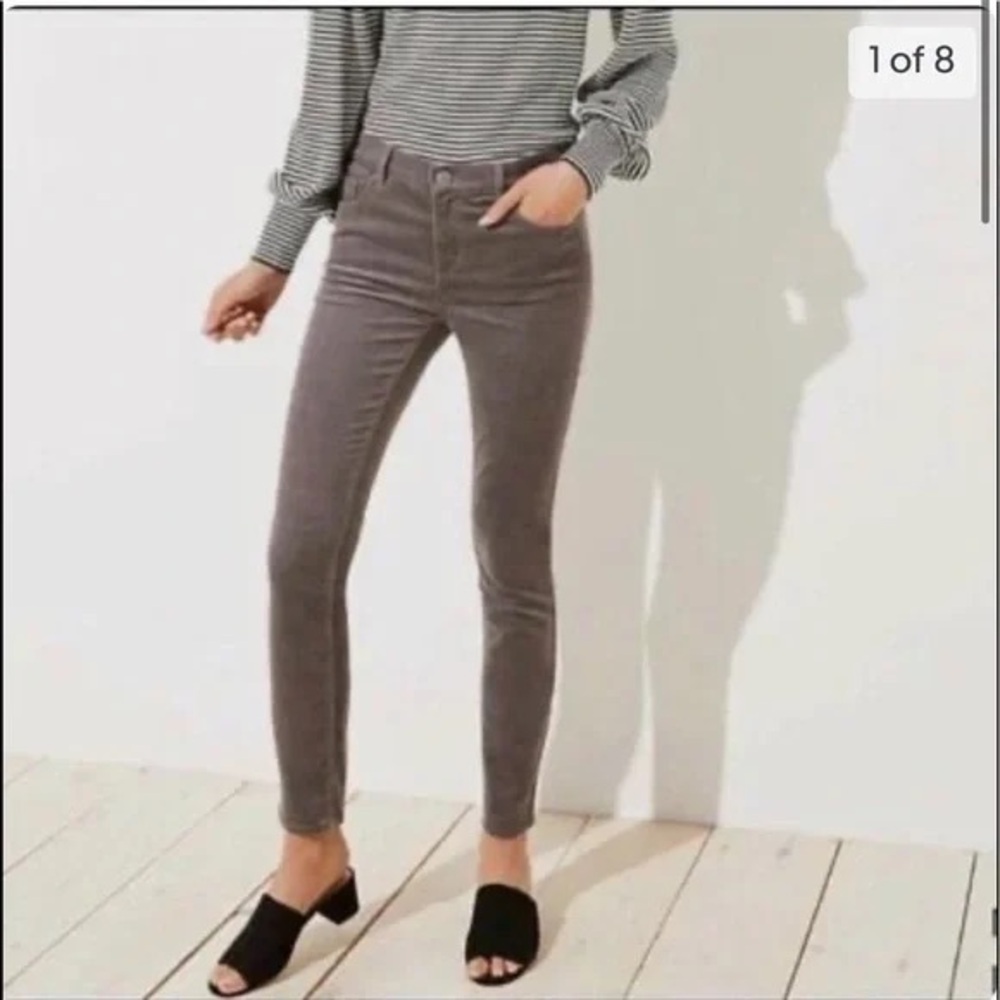 LOFT Gray Skinny Corduroy Pants Size 26/2
